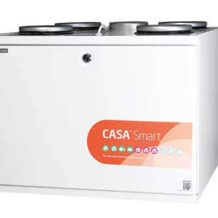 LTO-kone Swegon CASA Smart W3 xs R on markkinoiden matalin LTO-laite. Kuvassa tuote edestäpäin kuvattuna.