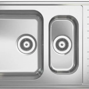 Keittiöallas Stala Lyria L40-17S 790x500 mm rst. Keittiöallas on varustettu kahdella altaalla ja laskutilalla.