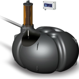 Lokasäiliö Wavin Labko LOKA 5400 l + hälytin. Umpisäiliö soveltuu erinomaisesti omakotitalojen ja vapaa-ajan kiinteistöjen jätevesien keräämiseen.